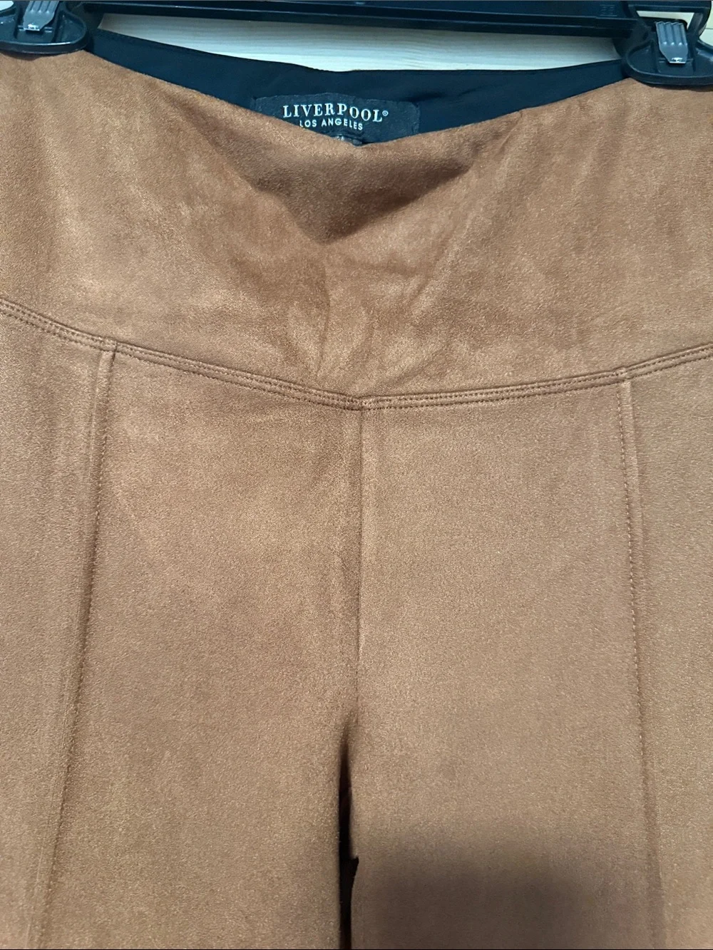 Liverpool Brown High-Rise Boot Cut Suede-Look Pants